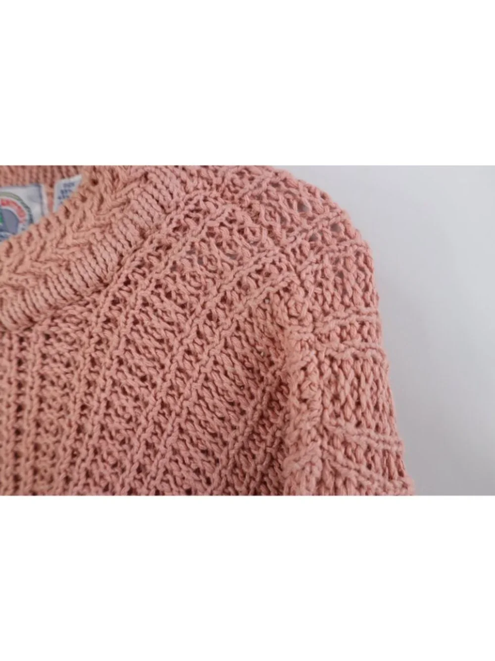 Vintage 90s Streetwear Women XS Blank Chunky Ribbed Knit Crewneck Sweater Pink